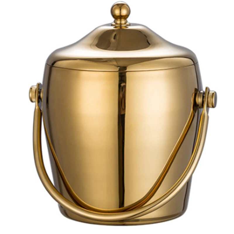Ice Bucket Silver - Stainless Steel Ice Cubes Bucket KTV