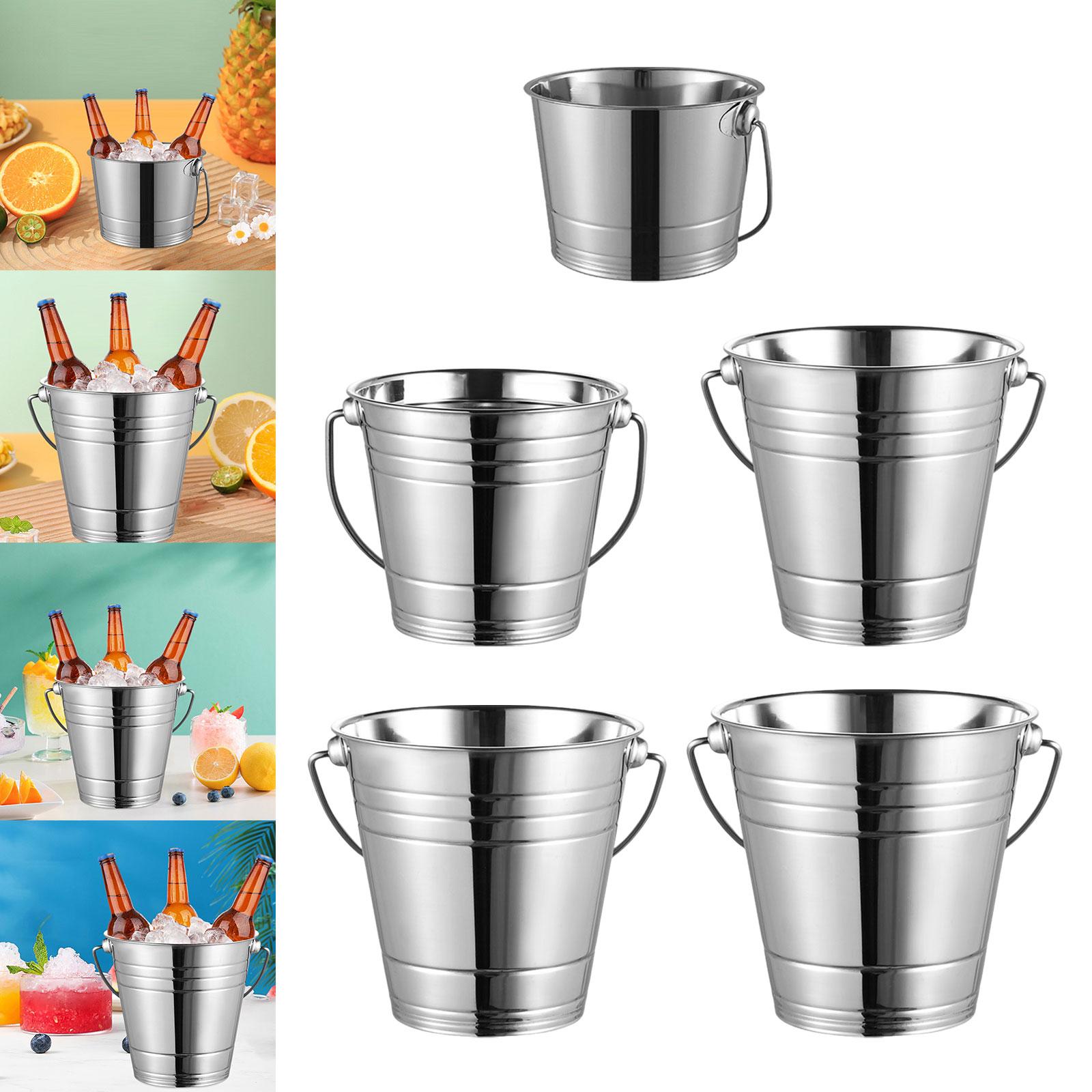 Ice Bucket Silver - Stainless Steel Ice Bucket Salad Bucket