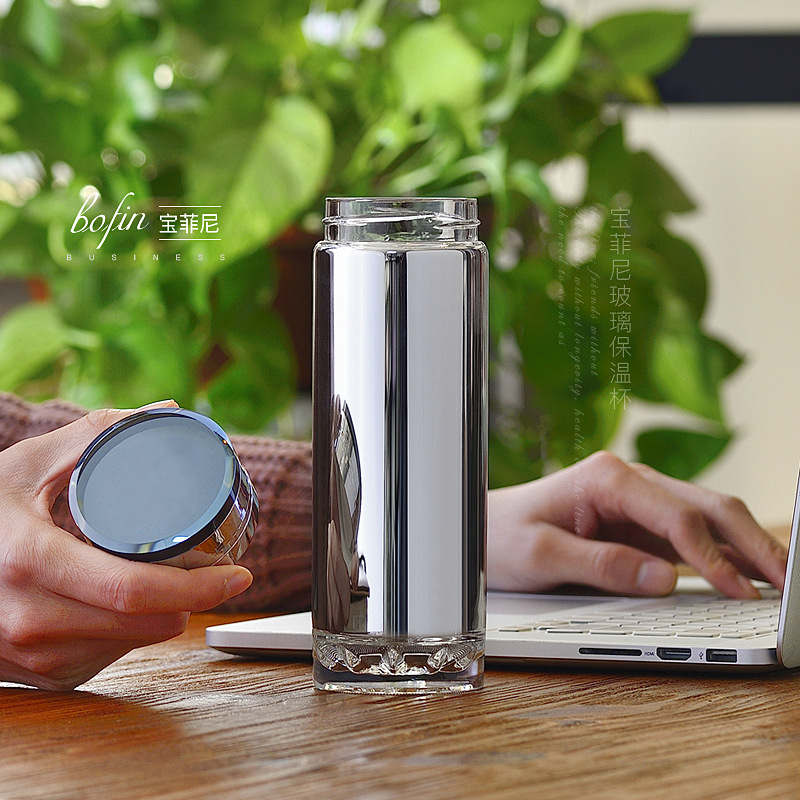 Ice Bucket Silver - 300/350ml Glass Thermos Cup With Filter,Double