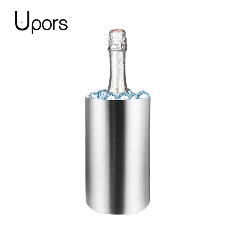 Ice Bucket Silver - UPORS Stainless Steel Wine Cooler Bucket