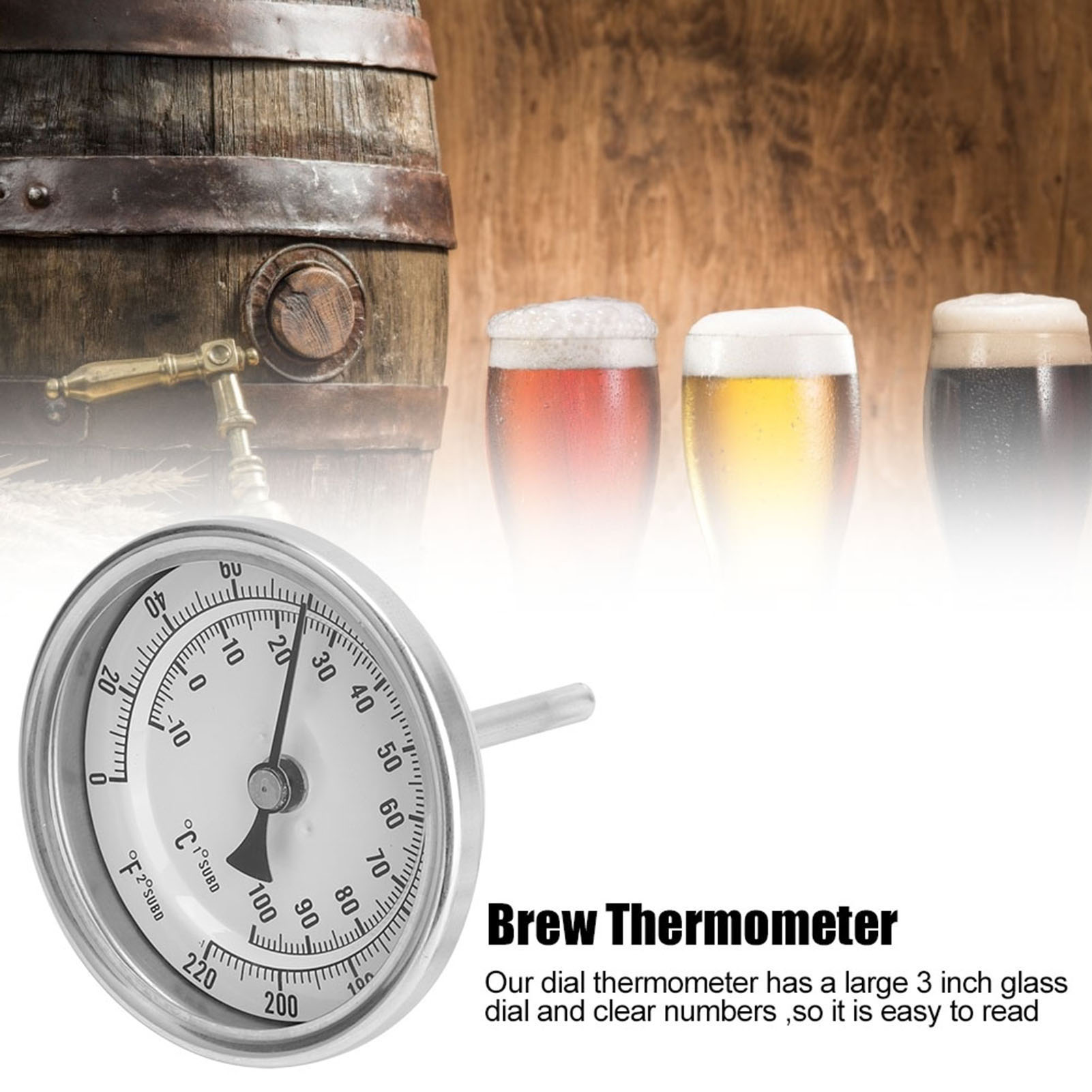 Beer Wine Kit - Weldless Bi metal Thermometer Kit 1/2
